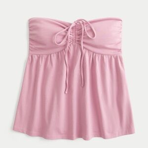 Hollister Dusty Rose Strapless Cinched Babydoll Tube Top